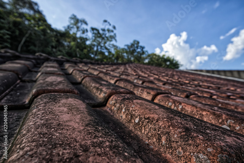 Konstfotografi Old ceramic roof with weathered tiles