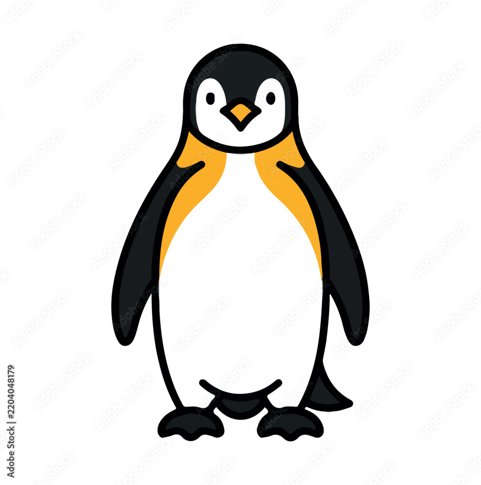 Fototapeta premium Cute standing penguin vector illustration. 