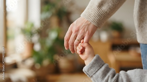 Close-up of hands gently holding each other, expressing care, affection, trust, emotional support, human connection, tenderness, and togetherness.