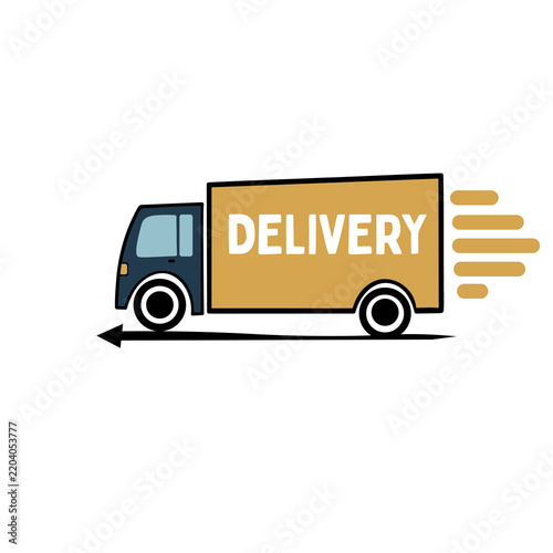 An illustration of a delivery truck suitable for logistics businesses, courier services, e-commerce, shipping companies, advertising, marketing materials, and business presentations.