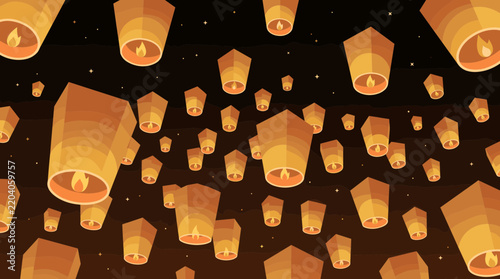 Sky Lantern Festival Celebration - Night Sky