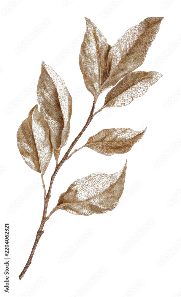 Obraz premium PNG Delicate sepia leaf illustration