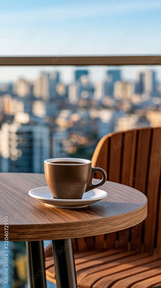Fototapeta premium Cityscape morning coffee view from a balcony