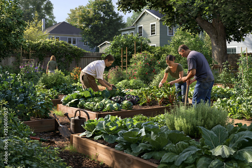 Community gardening in Portland urban neighborhood