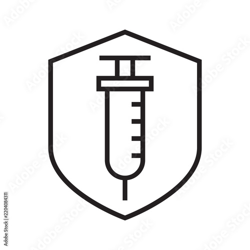 Syringe inside protection shield icon vector