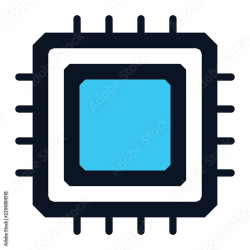 Fototapeta Microprocessor Chip with Cyan Core Icon