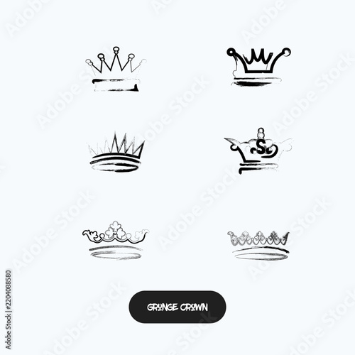 black grunge style crown design. handwritten style, vintage style