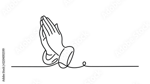 Praying hands simple line art