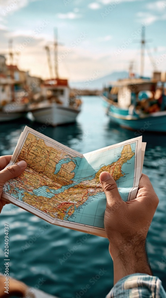 Fototapeta premium Discovering new places through exploration and navigation