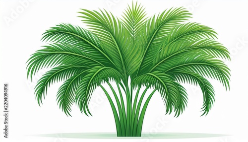 tropical green palm leaf tree isolated on white background