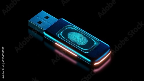 Futuristic USB Flash Drive with Biometric Fingerprint Scanner for Secure Data Storage