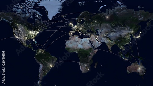 Global Business Network and International Connectivity on World Map