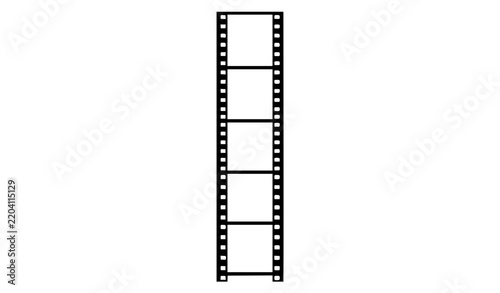 Vertical 135 film negative strip with blank photo frames for social media story vector template