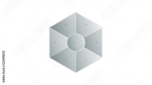Cyber security hexagonal shield animation on white background