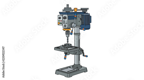 Vector illustration of industrial drill press