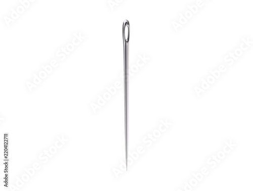 Single metal sewing needle for stitching and needlework icon 3d render illustration isolated