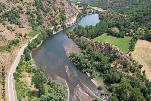 Borén reservoir on sunny summer day. Lleida, Catalonia, Spain.