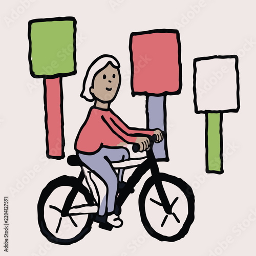 native flat art style  illustration  of a person riding