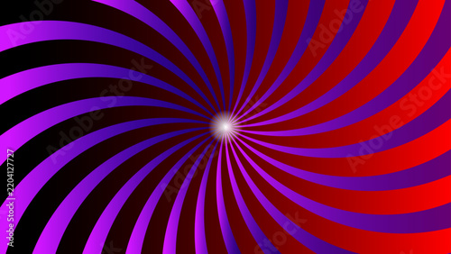 Abstract Red and Purple Spiral Sunburst Background with Glowing Center Light