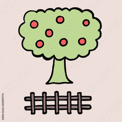 native flat art style design big green tree