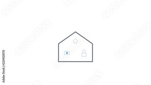 Cyber security home protection icons on white background