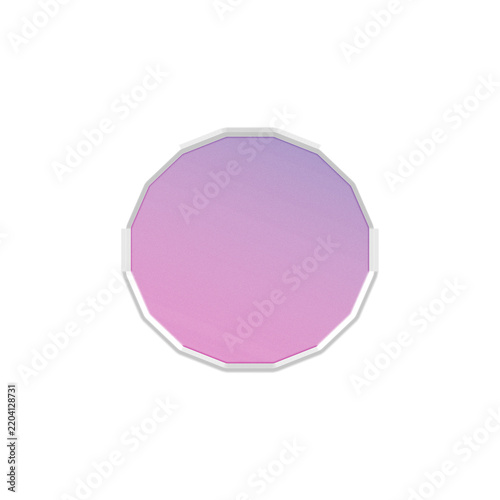 Octagonal gradient disc with silver outline on transparent background
