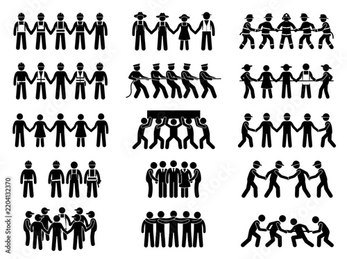 People Together Silhouette Editable Vector