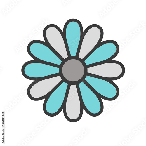 Stylized flower with blue and gray petals