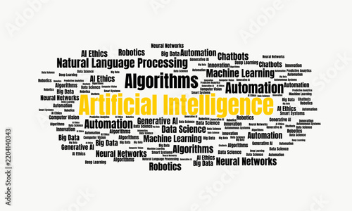 Minimalist Artificial Intelligence Word Cloud Typography Concept Graphic Background