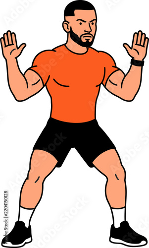 Fitness instructor demonstrating workout pose, active lifestyle illustration