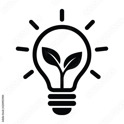 Illuminated Sprout Light Bulb Icon