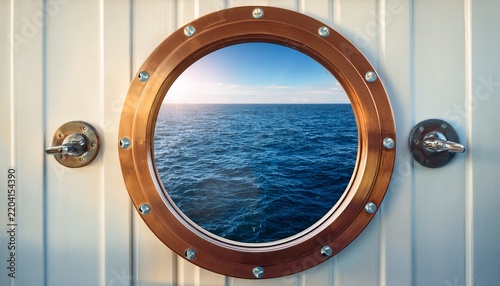 porthole look on the sea boat porthole ship porthole or window with sea and horizon sea life sailors sailing