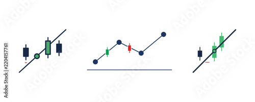 Financial Trading Chart, Minimal Candlestick And Trend Line Concepts For Stock Market Price Analysis