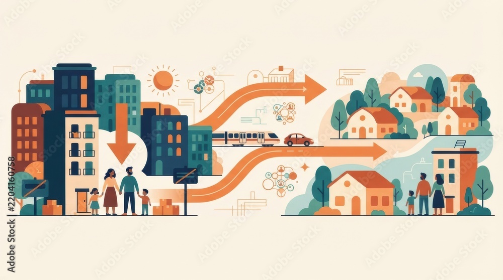 Obraz premium People navigate through the city as they deal with housing shortages and community development issues while being forced to move.