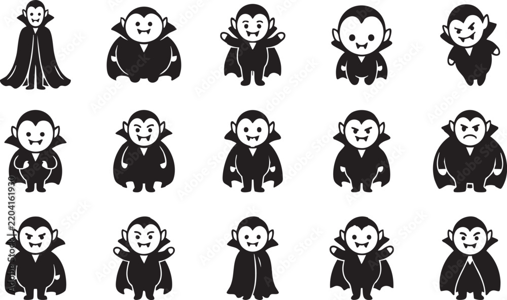 Obraz premium Vampire Collection of cute cartoon vampire characters in various poses and expressions