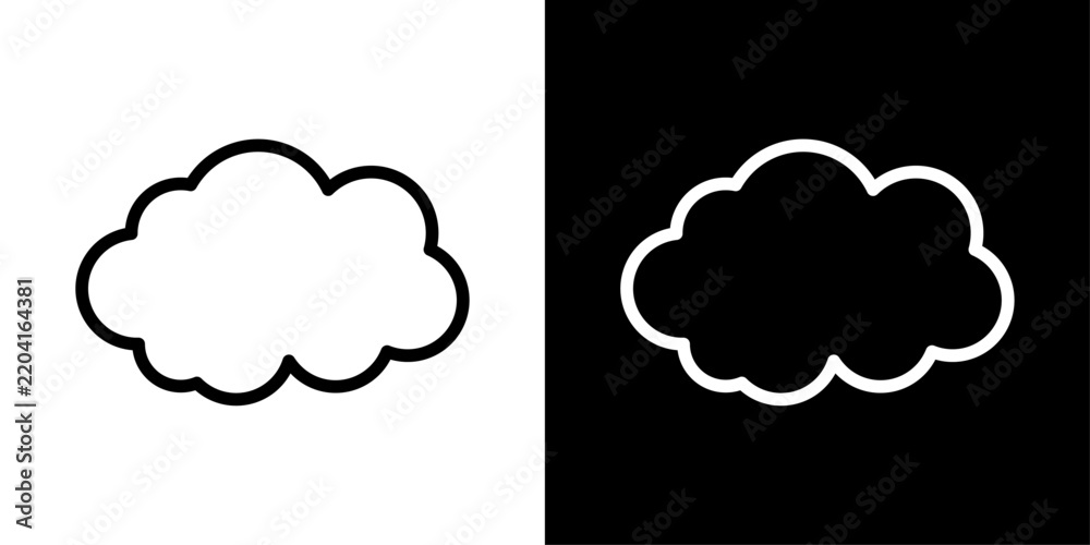 Obraz premium Cloud icon with rounded fluffy outline, for weather, forecast, and cloud computing apps