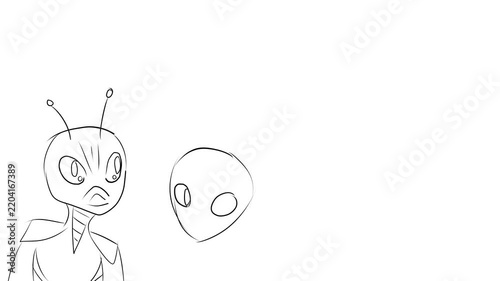 Four alien types together in anime style