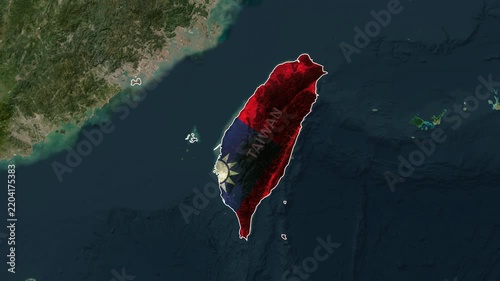 China and Taiwan Map Animation, East Asia Geographic Map Showing China Mainland and Taiwan Island, Taiwan Strait, Regional Location, Political Boundaries and Geopolitical Geography Visualization