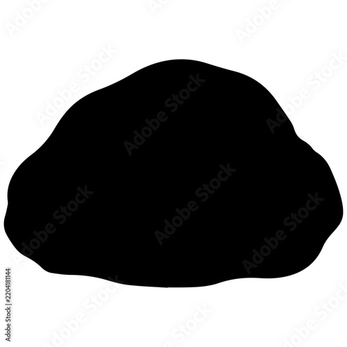 Minimalist black silhouette of boulder shape used as logo icon for outdoor brand