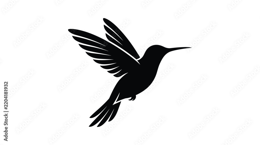 Fototapeta premium Elegant hummingbird vector illustration featuring minimalist black silhouette design 