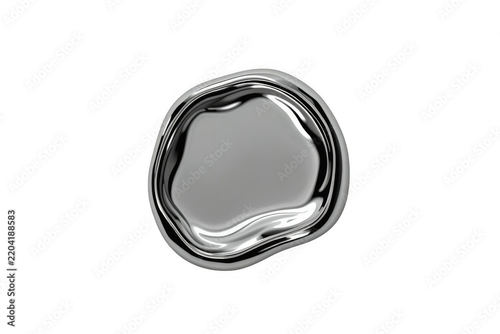 Obraz premium Irregular shiny silver metallic blob shape