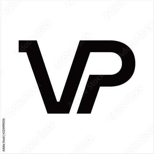 Minimalist VP letter logo vector featuring a clean geometric monogram with interlocking initials, symbolizing modern branding, professionalism, elegance, creativity, and strong visual identity.