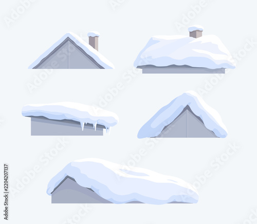 Snow Covered Roofs and Winter Houses Collection