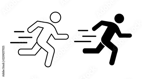 Running stick figures speed icon vector illustration.