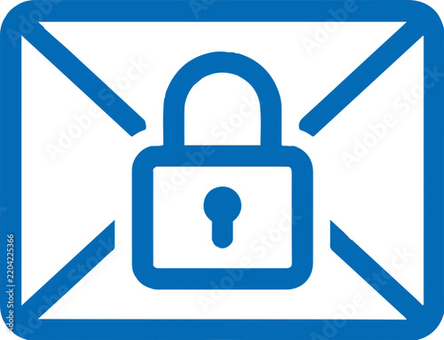 Secure Email Icon with Lock for Encrypted Mail and Phishing Protection