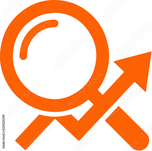 SEO Optimization Icon with Magnifying Glass for Website Search Ranking