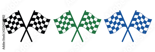 crossed checkered racing flags icon for motorsport finish line victory and competition