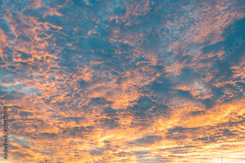 Sky with pink cloud. Sunset skyscape background. Cloudscape sky background. Cloud in pink sky. Background with cloud. Dramatic sky with sunrise. Skyscape and cloudscape. Sunrise