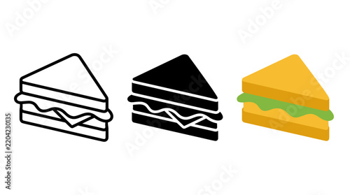 Triangle sandwich vector icon set