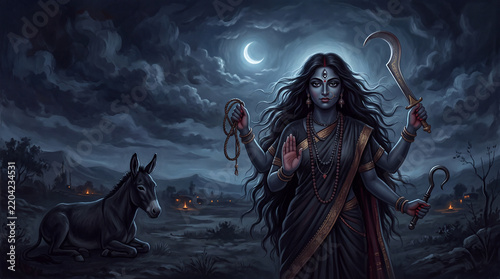 A beautiful and spiritually inspired artistic representation of Maa Durga, the divine Hindu Goddess of शक्ति, courage, protection and divine feminine energy. This artwork celebrates Durga Puja and the